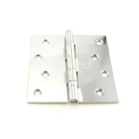 Hager 4x4 in. Square Corner Ball Bearing Full Mortise Residential Weight Hinge, No. 034477 Bright Chrome BB1741426EA
